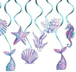 Set 8 Decoratiuni pentru Petrecere Sirena Flippy Colectia Mermaid Panglici Incluse Multicolor