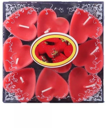 Set 9 Lumanari in Forma de Inima Flippy pentru Ziua Indragostitilor Aroma de Capsuni Ardere 3.5 h din Parafina 4 x 2 cm Rosu 