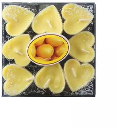 Set 9 Lumanari in Forma de Inima Flippy pentru Ziua Indragostitilor Aroma de Citrice Ardere 3.5 h din Parafina 4 x 2 cm Galben 