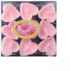 Set 9 Lumanari in Forma de Inima Flippy pentru Ziua Indragostitilor Aroma de Trandafiri Ardere 3.5 h din Parafina 4 x 2 cm Roz 