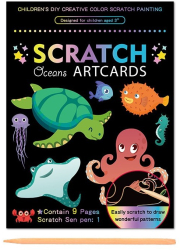 Set 9 Planse Razuibile Flippy Scratch ArtCards +3 Ani de Razuit si de Colorat 19 x 14 cm Model Ocean Multicolor 