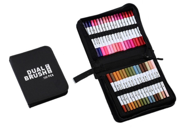 Set Carioci pe Baza de Apa Flippy 2 in 1 pentru Pictura Caligrafie 100 Culori Penar Negru Corp Carioca Alb 23.5 x 19.5 x 7.5 cm Mul 