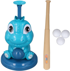 Set de Baseball 5 Piese pentru Copii Flippy Jucarie Dinosaur Press 14x23 cm Verde/Albastru 