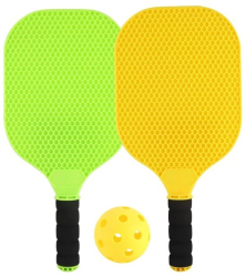 Set Joc de Ping-Pong Flippy 2 Palete 1 Minge + 6 Ani 37.5 x 18 x 3 cm Galben/Verde 
