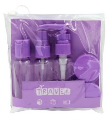 Set Recipiente pentru Cosmetice Flippy 5 Piese cu Gentuta pentru Calatorii Reutilizabile Mov Material Plastic 40 ml 10g 