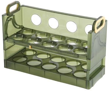 Suport Organizator pentru Oua Flippy pentru Frigider Verde transparent Capacitate 20 oua Doua straturi cu Data de Expirare 25.5x10x17 