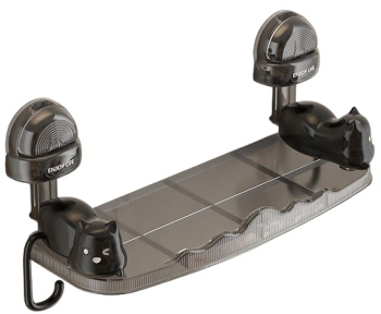 Suport pentru Baie Flippy Montare pe Perete Model Pisicute ABS Adeziv Raft pentru Depozitare 33.4x17.7 cm Negru 