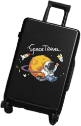 Troler de Calatorie Flippy 56 x 35 x 22 cm 4 Roti Maner Reglabil din ABS cu Fermoar Blocare cu Cod Impermeabil Model Astronaut Neg 