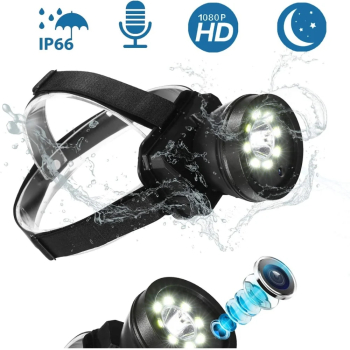 Mini Camera Ultra HD in Lanterna Frontala de Cap LED Ideala pe Timp de Noapte 