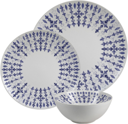 Set farfurii 18 piese 6 persoane set cu bol- Insieme Blu Elegante - Set Vesela Italiana Portelan 
