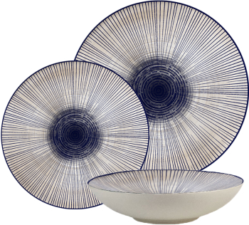 Set farfurii 18 piese 6 persoane set cu farfurie adanca-Ensemble Eleganza Blu - Set Vesela Italiana Portelan 