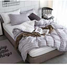 Set Lenjerie Eleganta pentru pat dublu Bumbac Satinat Superior 4 piese cu ELASTIC Cearceaf de pat cu elastic 180x200cm E25 