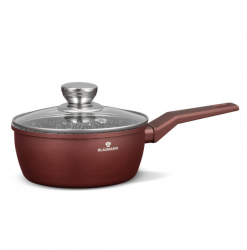 Cratita cu coada si capac aluminiu turnat 3 straturi marmura ceramica baza inductie dimensiune 20x9 cm capacitate 2.6 l 