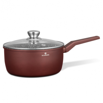 Cratita cu coada si capac aluminiu turnat 3 straturi marmura ceramica baza inductie dimensiune 24x11 cm capacitate 4.7 l 