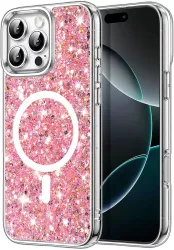 Husa pentru iPhone 16 Pro Max - Techsuit Sparkly Glitter MagSafe - Pink 