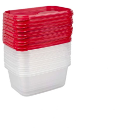 Set 10 cutii alimente dreptunghiulare 750 ml Fresco Keep Fresh rosii 