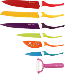 Set De 7 Cutite Klausstech De Bucatarie Usor De Curatat Ergonomice Maner Anti-alunecare Usoare Multicolor 