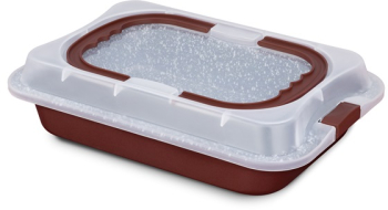 Tava cuptor cu capac din plastic dimensiune 36.5x24.5x5.5 cm acoperire marmura ceramica 2 straturi otel carbon 