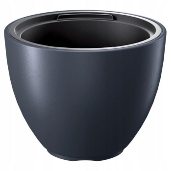Ghiveci decorativ de flori rotund antracit 30x23 cm Heos 