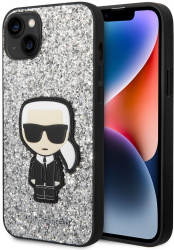 Husa pentru iPhone 14 Plus - Karl Lagerfeld Hardcase Glitter KLHCP14MGFKPG - Silver Flakes Ikonik 