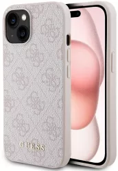 Husa pentru iPhone 15 - Guess Hardcase 4G Metal Gold Logo GUHCP15SG4GFPI - Pink 