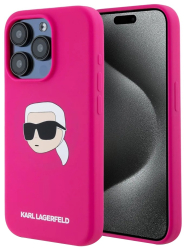 Husa pentru iPhone 15 Pro - Karl Lagerfeld Silicone MagSafe KLHMP15LSKHPPLF - Fuchsia Karls Head 