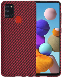 Husa pentru Samsung Galaxy A21s - Techsuit Carbonite FiberShell - Red 