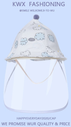 Palarie de Protectie pentru Bebelusi Flippy Model cu Norisori Albastri Pescareasca de Primavara si Toamna cu Masca si Fermoar 45 cm pentru 