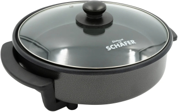 Tigaie electrica pentru gustari si pizza SCHAFER 20372 1500 W diametru 42 cm capac din sticla 