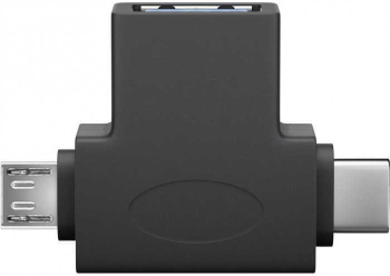 Adaptor USB 3.0 A mama la micro USB tata +USB Type C tata negru Goobay 