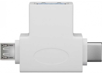 Adaptor USB 3.0 A mama la tata micro USB +USB Type C tata alb Goobay 