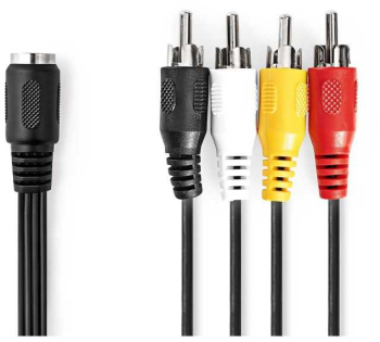 Cablu audio stereo Nedis DIN 5 pini mama - 4x RCA tata 0.2m negru CAGL20475BK02 