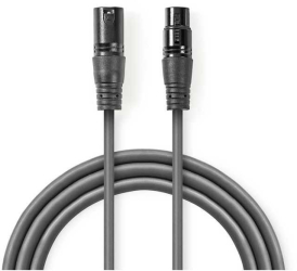 Cablu Digital DMX Premium Nedis XLR 3-pini tata - XLR 3-pini mama 110Ohm 1m gri COTH15012GY10 