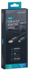 Cablu Profesional 3m mini USB 2.0 - USB Hi-Speed 480Mbit/s OFC cupru fără oxigen aurit Clicktronic 70128