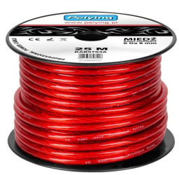Cablu putere Profesional 6GA 7.8mm/13.29mm2 Cupru rosu 1m Peiying 