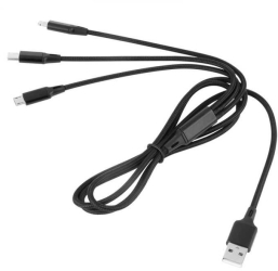 Cablu USB 3in1 1m Lighning iPhone TYPE C si micro USB REBEL RB-6005-100-B 
