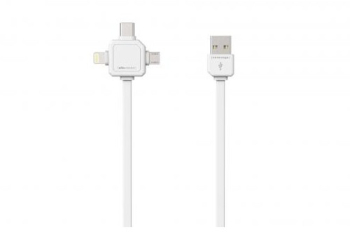Cablu USB Type C micro USB Lightning 1.5m alb Allocacoc 