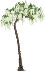 Copac decorativ cu flori artificiale albe Wistteria 200 cm x 320 h 