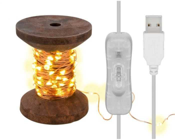 Fir 10m 100 micro LED alb cald 2700K 2W 3lm 5V cu cablu USB 3m si intrerupator 60341 Goobay 