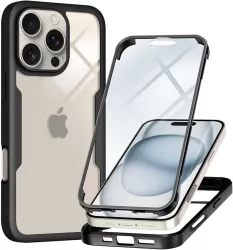 Husa pentru iPhone 16 Pro + Folie - Techsuit ColorVerse 360 Series - Black 