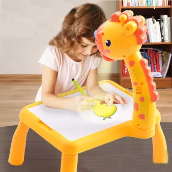 Masa Muzicala de Desen pentru copii cu Proiector model Girafa culoare Galben 24 imagini AVX-WT-222-2-YELLOW-GIRAFFE 