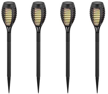 Set 4 corp iluminat gradina ip44 3 in 1 efect flacara incarcare solar