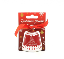 Clopotel decorativ &bdquo JOY HOPE LOVE PEACE CHRISTMAS& 