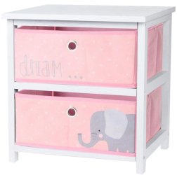 Noptiera camera copilului model elefant cu 2 sertare MDF H and S Collection 41x33 5x43 cm roz 