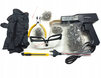 Pistol sudura in plastic 100W + 4 tipuri de capse reparatii + cleste taiere + cutter lipit plastic auto KD11296