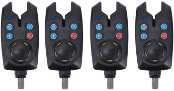 Set 4 bucati senzor pescuit FishEdge Black avertizor sonor si luminos relaj volum ton sensibilitate digital alimentare baterie 9v 