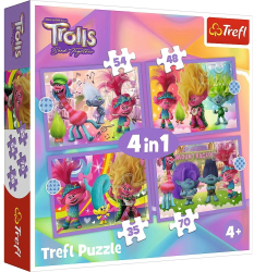PUZZLES 4IN1 TROLII AVENTURILE TROLILOR COLORATI 