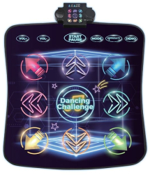 Set boxa cu microfon portabil cu Covor Muzical Interactiv pentru Copii cu Sunete si Lumini Joc de Dans 99x93 cm Educatie si Distractie