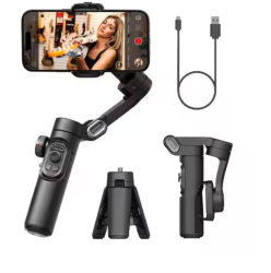 Stabilizator Imagine pentru Telefon SELLIUM® SMART XE D6730 cu 3 axe aplicatie dedicata Bluetooth Pliabil Negru