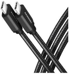 Cablu de date/incarcare pentru transfer rapid AXAGON USB-C la USB-C 2.0 2.5m PD 240W 5A matisat conector aluminiu BUCM2-CM25AB 